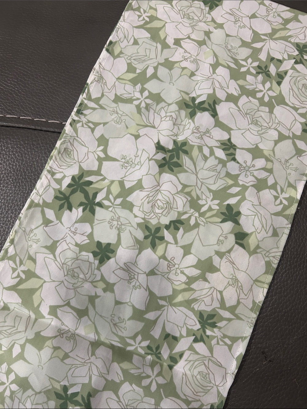 Floral Scarf in Sage Green and White 52x8 - Picture 2 of 4